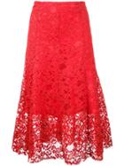 Cityshop Floral Lace Midi Skirt, Women's, Red, Cotton/nylon/polyurethane
