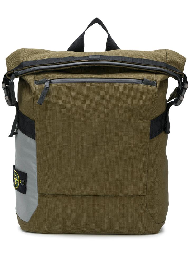 Stone Island Logo Panel Backpack - Green