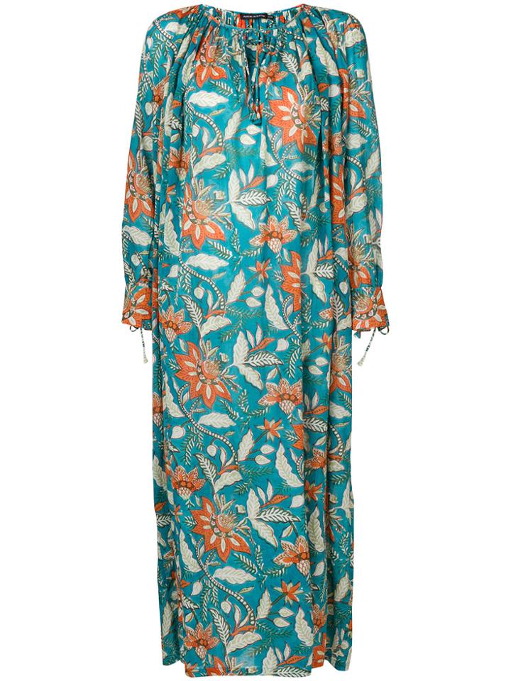 Antik Batik Floral Print Shift Maxi Dress - Blue