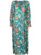 Antik Batik Floral Print Shift Maxi Dress - Blue
