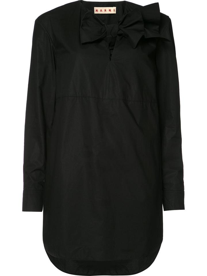Marni - Bow Detail Shirt Dress - Women - Cotton - 38, Black, Cotton