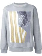 Palm Angels Usa Flag Print Sweatshirt, Men's, Size: L, Grey, Cotton