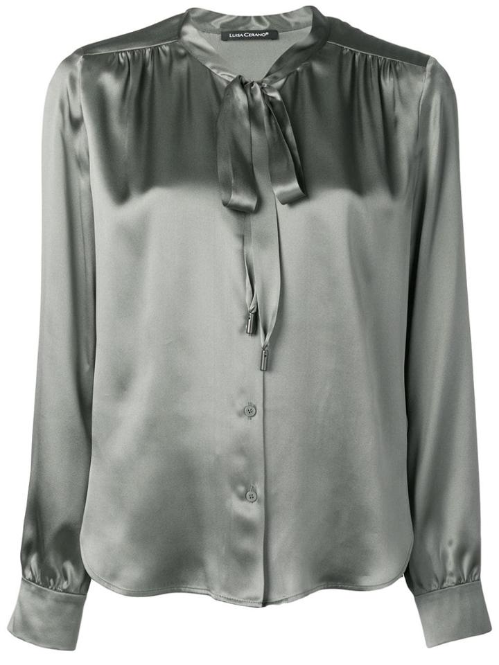 Luisa Cerano Silk Pussy Bow Blouse - Green