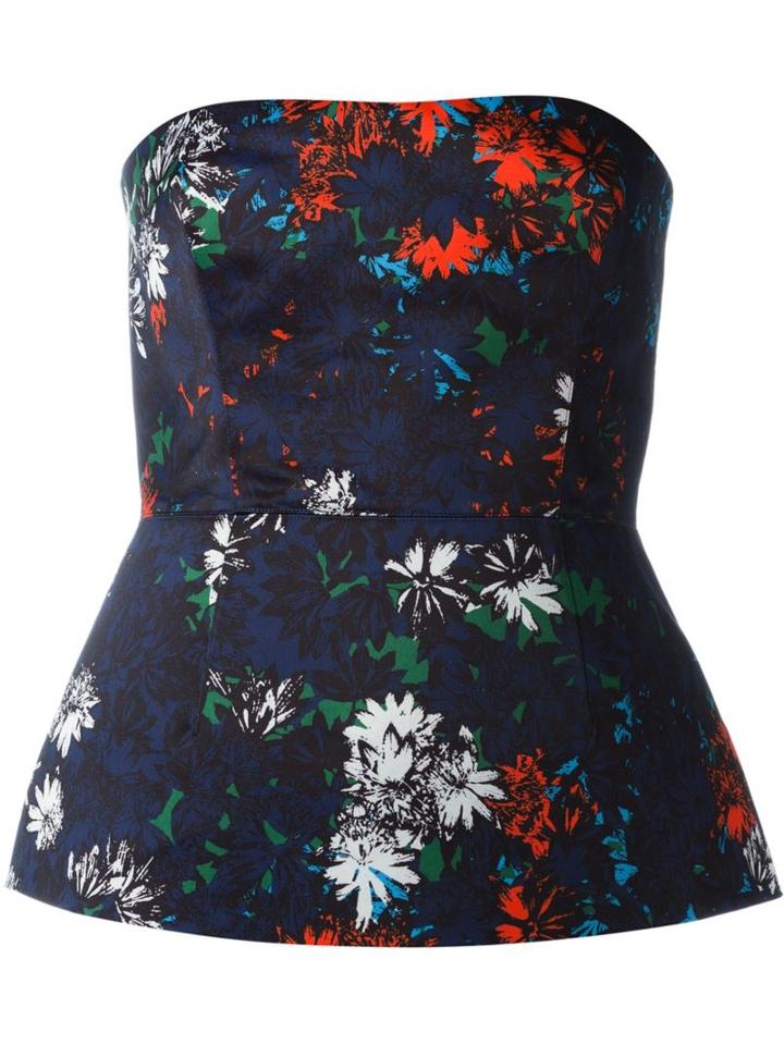Cédric Charlier Floral Print Strapless Bustier