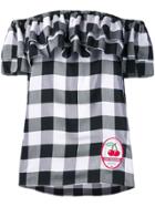 Love Moschino Check Print Off-the-shoulder Top - White