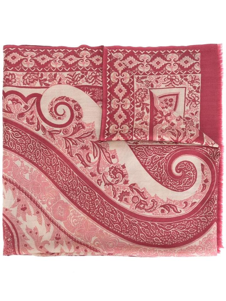 Etro Paisley Print Scarf, Women's, Pink/purple, Cashmere