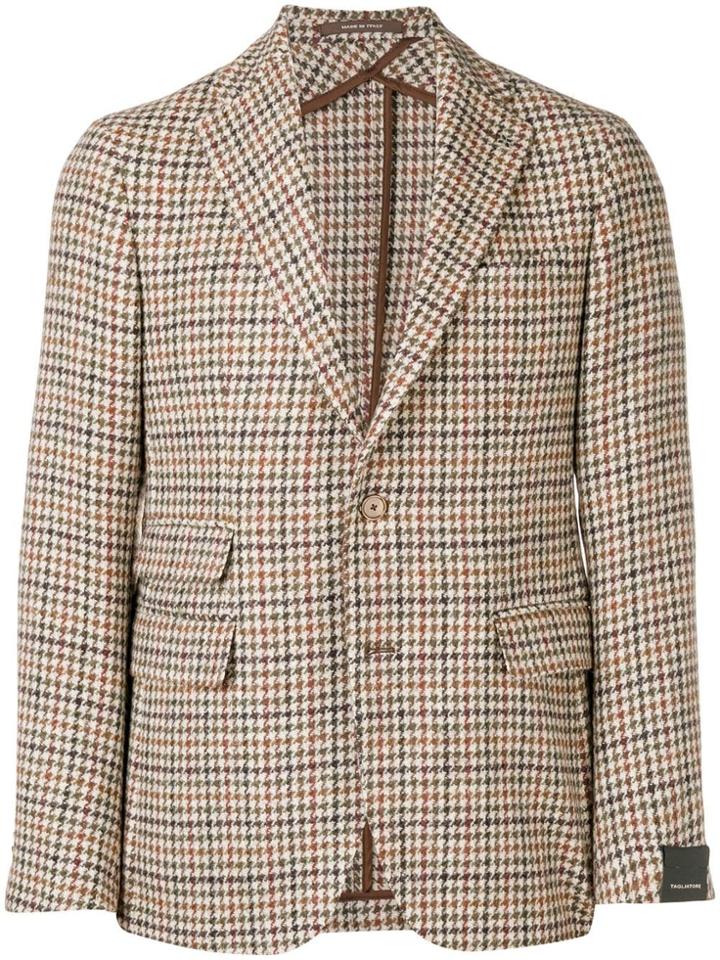 Tagliatore Houndstooth Single-breasted Blazer - Brown