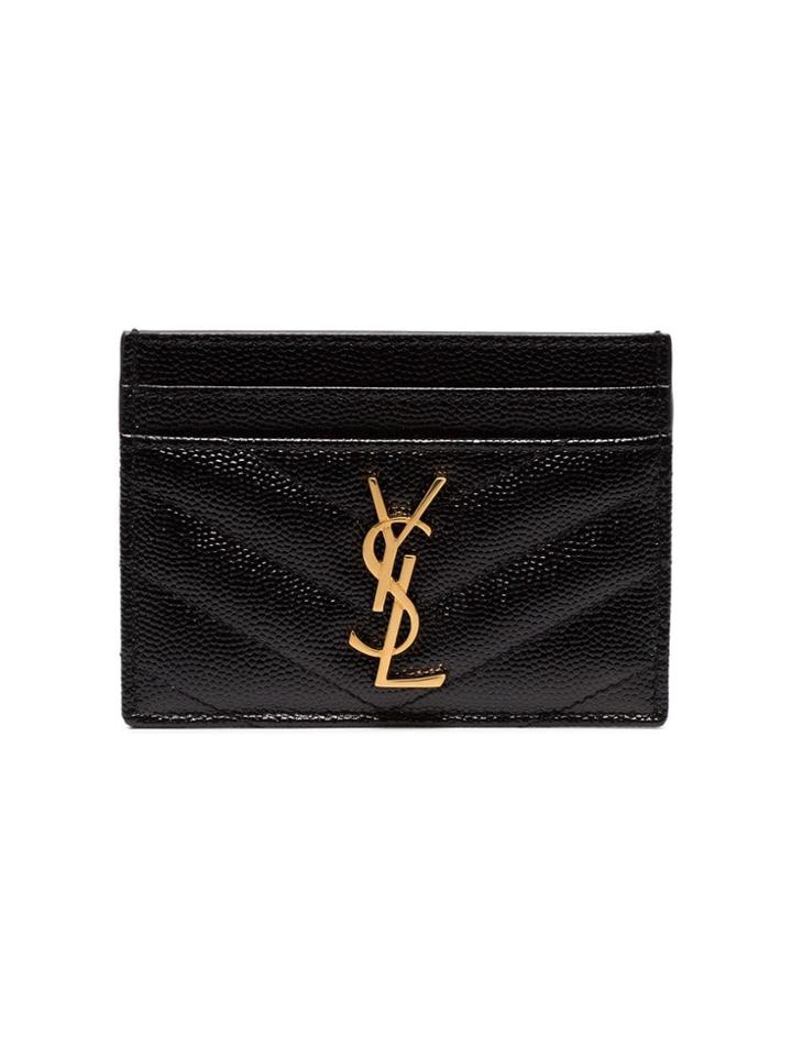 Saint Laurent Black Logo Detail Leather Card Holder