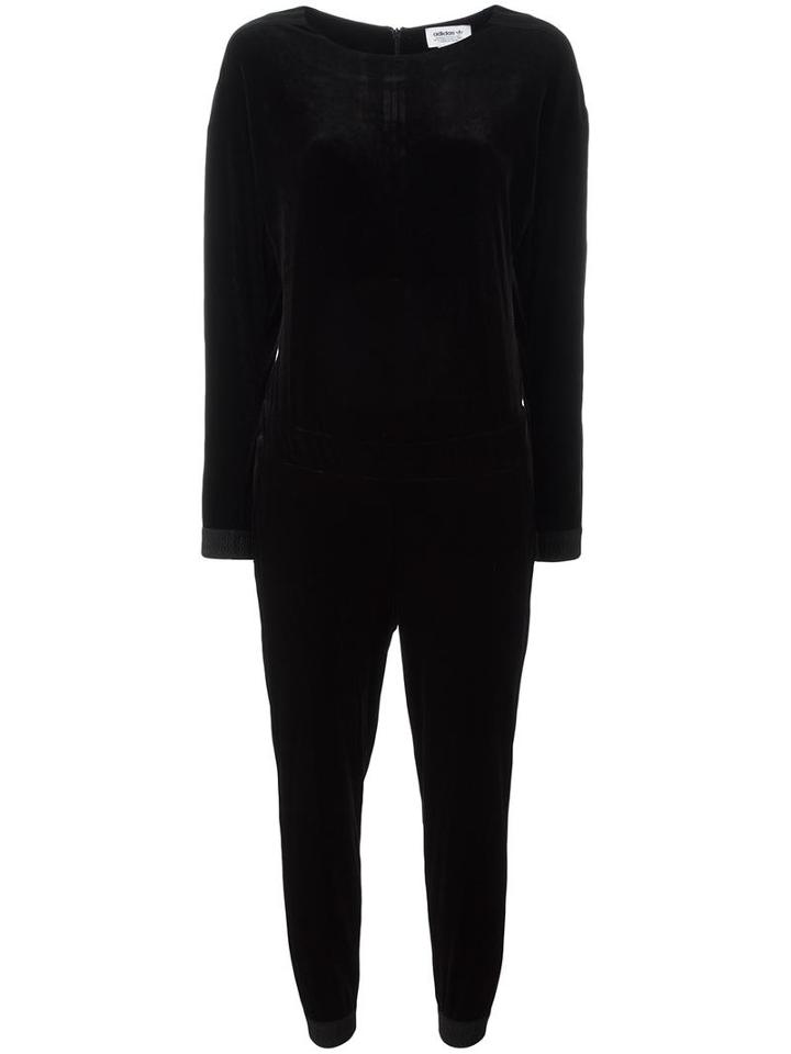 Adidas Velour Jumpsuit, Women's, Size: 40, Black, Polyester/spandex/elastane