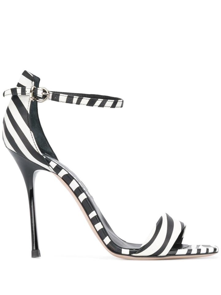 Marc Ellis Zebra Print Stiletto Sandals - Black
