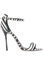 Marc Ellis Zebra Print Stiletto Sandals - Black