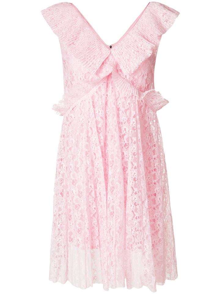 Msgm Embroidered Dress - Pink & Purple