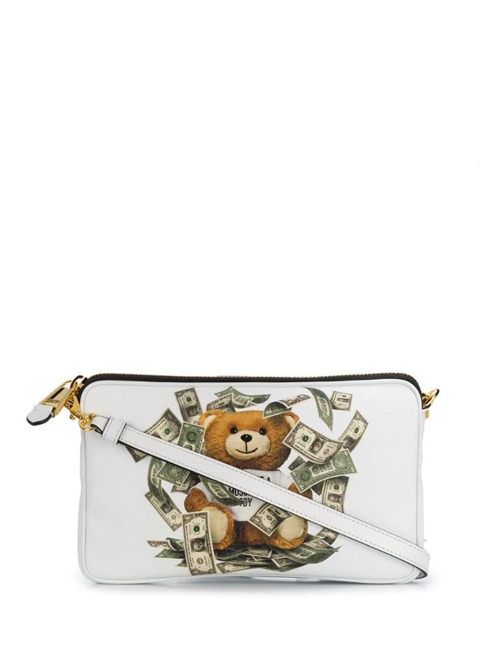 Moschino Teddy Bear Zipped Clutch - White