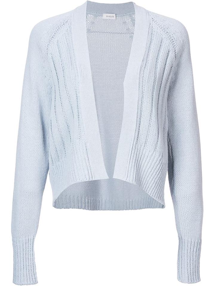 En Route Open Front Crop Cardigan, Women's, Blue, Cotton/acrylic