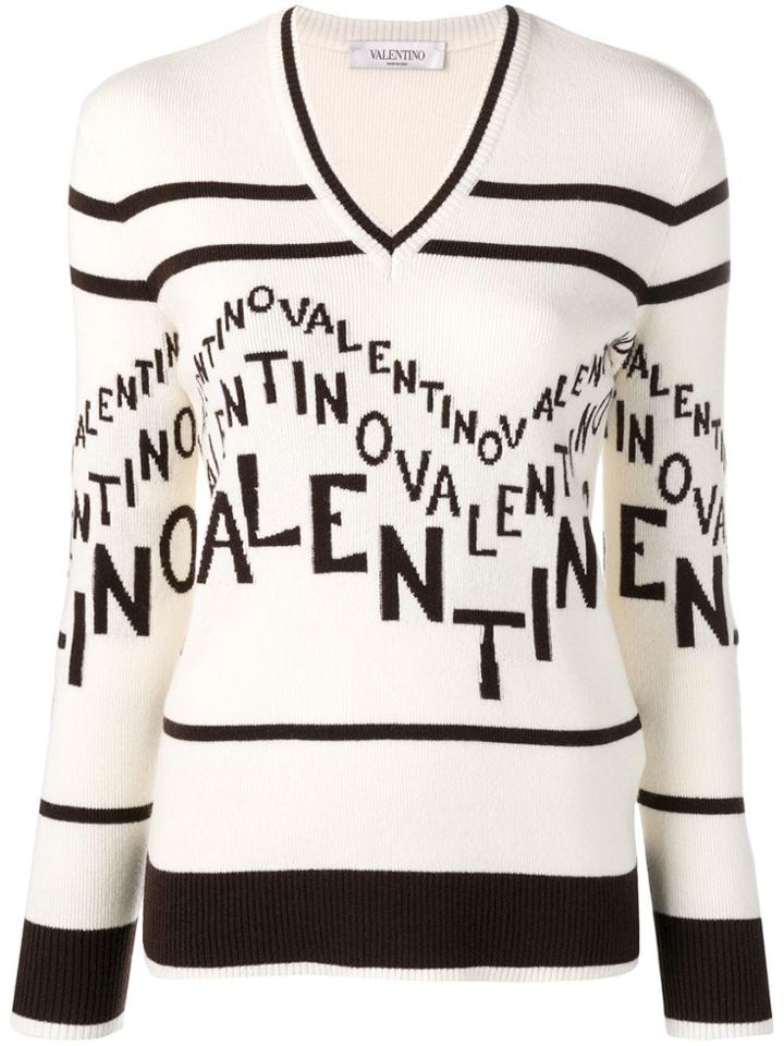 Valentino Logo Intarsia Jumper - Neutrals