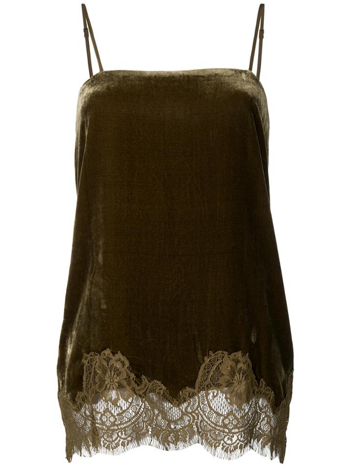 Gold Hawk Lace Hem Top - Green