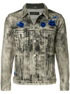 Roarguns Blue Roses Denim Jacket - Grey