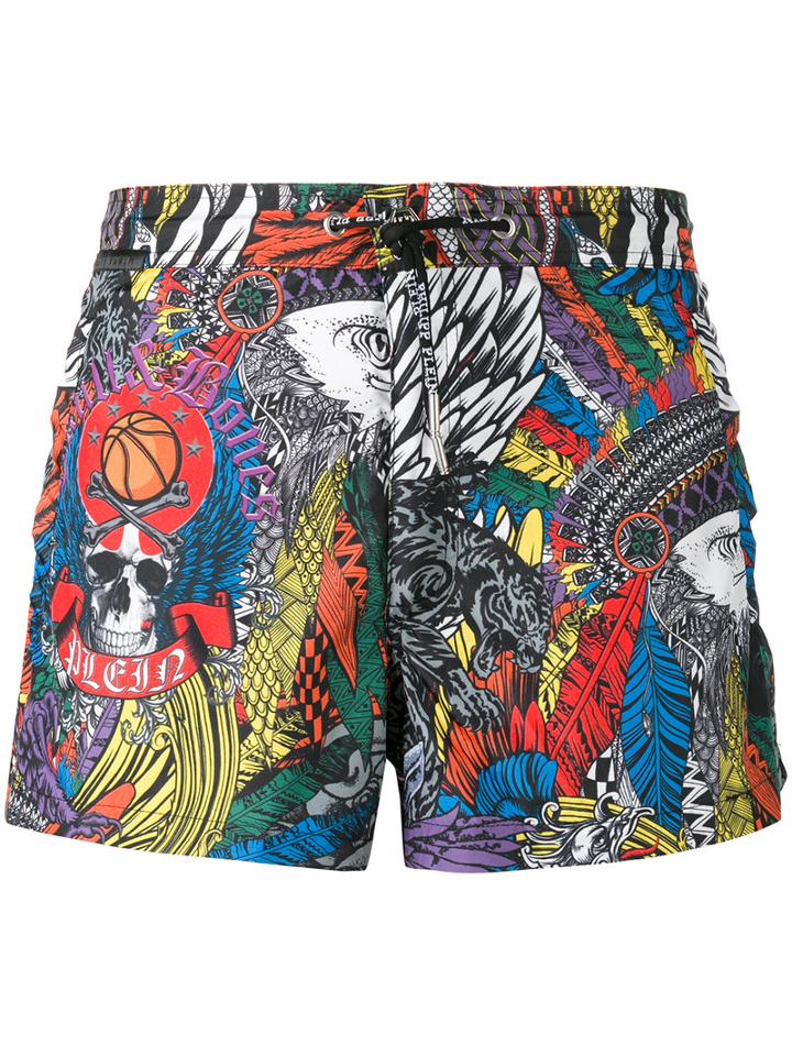 Philipp Plein Printed Swimming Trunks, Men's, Size: Medium, Polyester