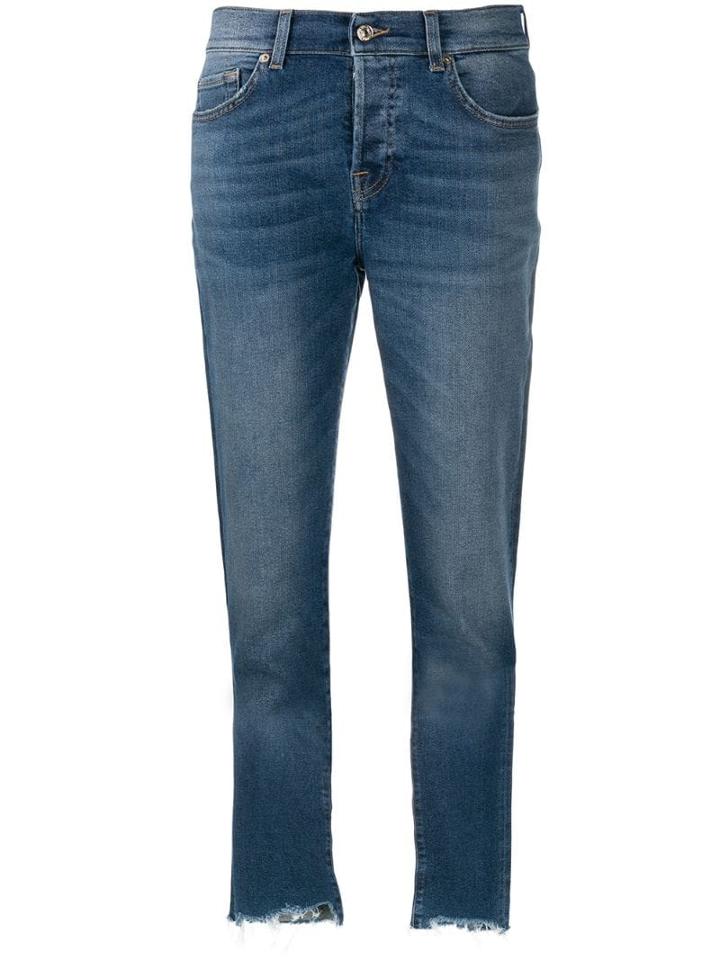 7 For All Mankind Frayed Hem Jeans - Blue