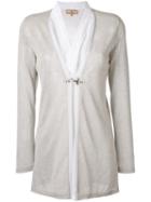 Fay - Layered Semi-sheer Cardigan - Women - Silk/cotton/polyester/viscose - S, Grey, Silk/cotton/polyester/viscose