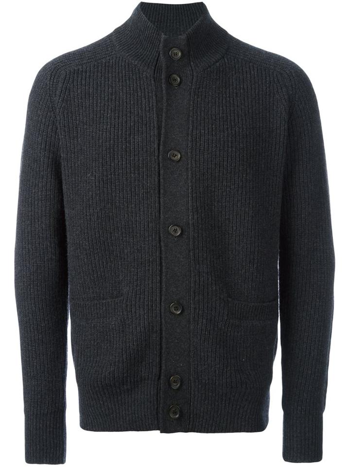 Aspesi Roll Neck Cardigan, Men's, Size: 52, Grey, Wool