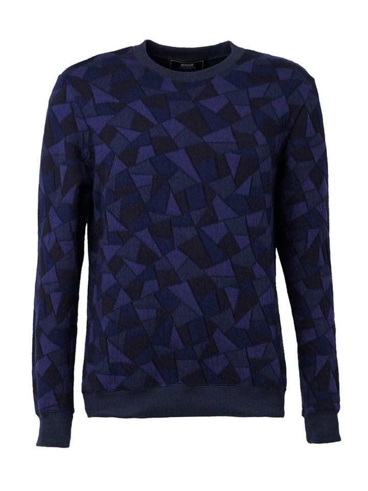 Anrealage Intarsia Sweatshirt, Men's, Size: 50, Blue, Cotton/polyurethane