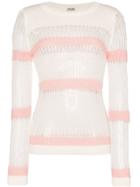 Miu Miu Striped Loose-knit Jumper - White