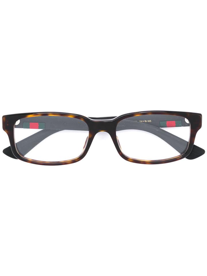 Gucci Eyewear - Tortoiseshell Square Glasses - Men - Acetate/rubber - 54, Black, Acetate/rubber