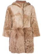 Drome Hooded Mid-length Coat, Women's, Size: Small, Nude/neutrals, Lamb Skin/sheep Skin/shearling