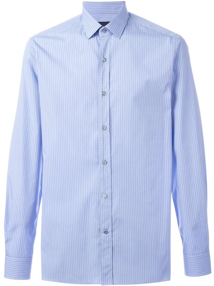 Lanvin Pinstripe Shirt, Men's, Size: 41, Blue, Cotton