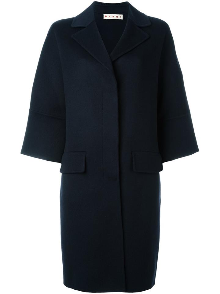Marni Wide Sleeve Coat, Women's, Size: 42, Blue, Angora/cashmere/wool