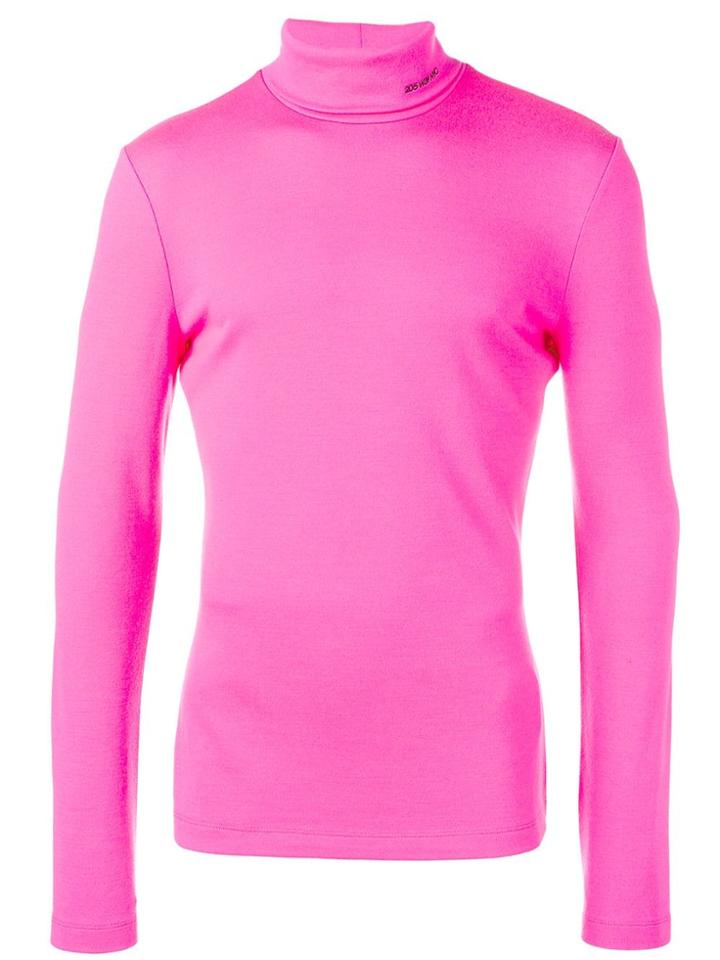 Calvin Klein 205w39nyc Logo Embroidered Turtleneck Sweater - Pink