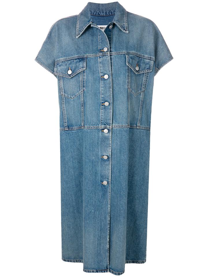 Mm6 Maison Margiela Short Sleeved Denim Coat - Blue