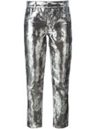 Maison Margiela Metallic (grey) Floral Jacquard Trousers, Women's, Size: 40, Silk/cotton/polyester/metallic Fibre