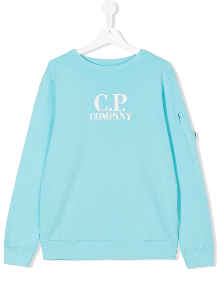 Cp Company Teen Logo Print Sweatshirt - Blue
