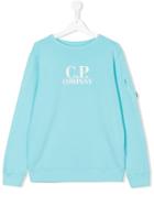 Cp Company Teen Logo Print Sweatshirt - Blue