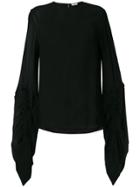 Saint Laurent Elongated Sleeved Blouse - Black