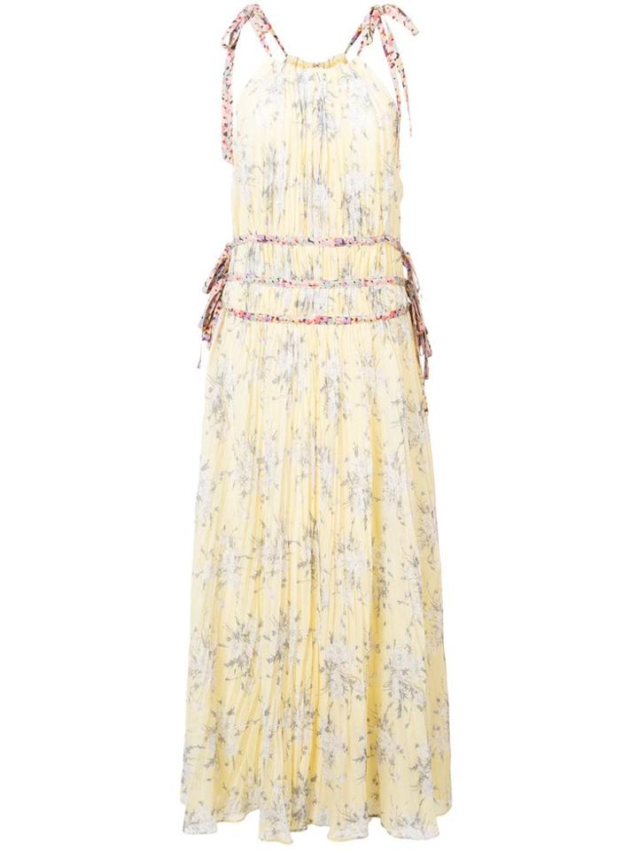 Rebecca Taylor Floral Print Halterneck Dress - Yellow & Orange