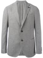 Lardini Houndstooth Blazer, Men's, Size: 56, Black, Cotton/linen/flax/polyester