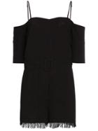 Nanushka Strappy Playsuit With Frayed Hem - Black