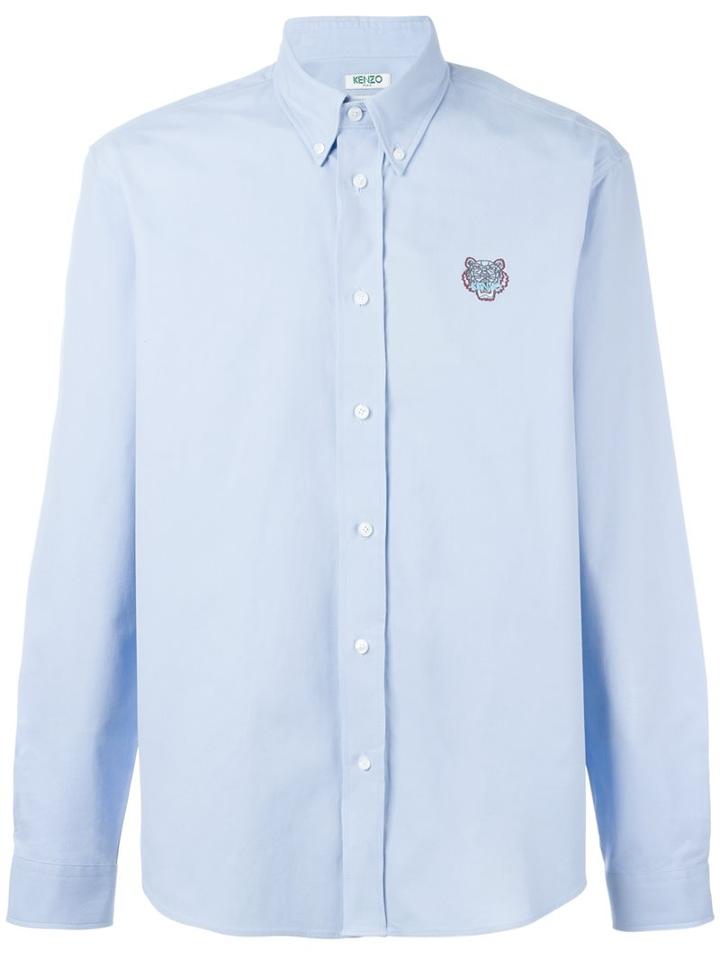 Kenzo 'mini Tiger' Button Down Shirt, Men's, Size: Medium, Blue, Cotton