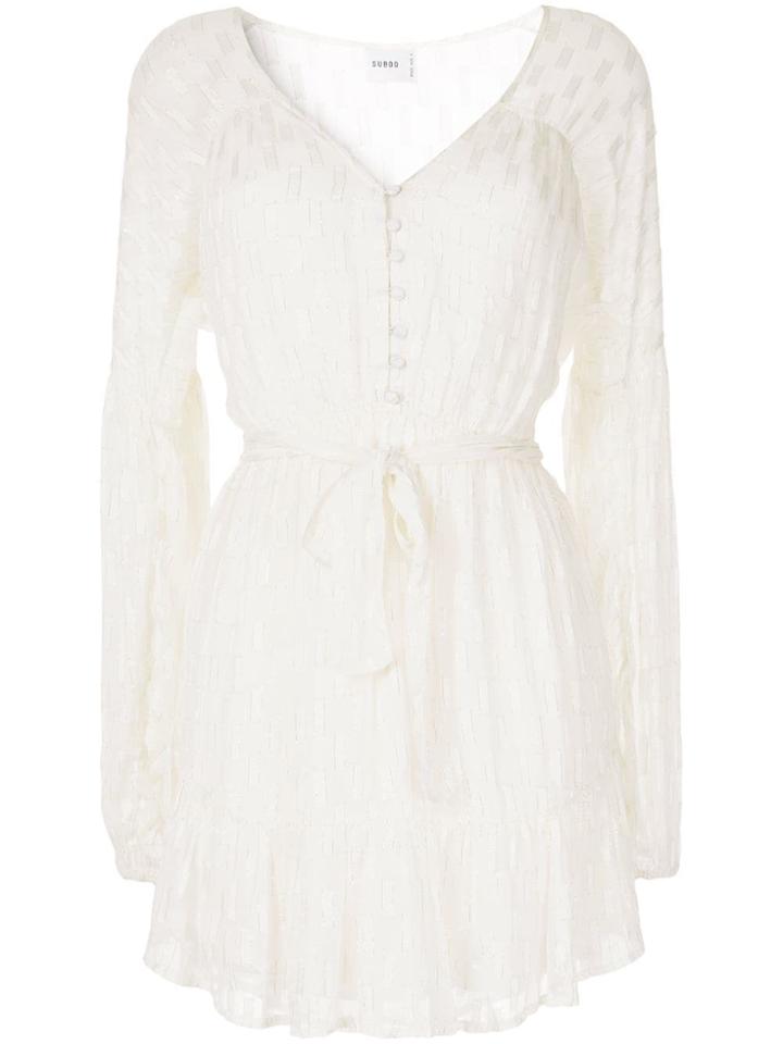 Suboo Lurex Belted Mini Dress - White