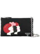 Prada Girl Faces Chain Wallet - Black