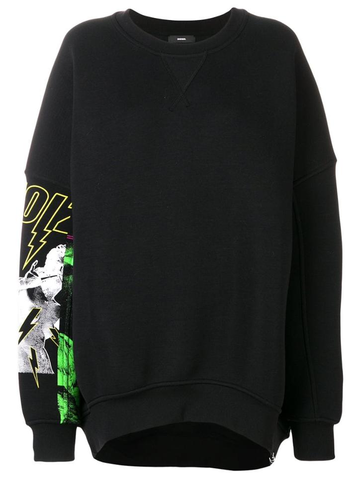 Diesel Oversized Printed Sleeve Sweatshirt - Black