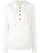 Helmut Lang Button Placket Hoodie, Women's, Size: Medium, White, Cotton