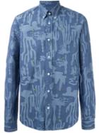 Kenzo 'cactus' Button Down Shirt, Men's, Size: Xl, Blue, Cotton