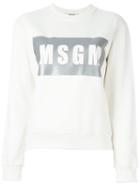 Msgm Logo Print Sweatshirt, Women's, Size: Small, White, Cotton