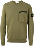 Stone Island Chest Pocket Sweatshirt, Men's, Size: Small, Green, Cotton