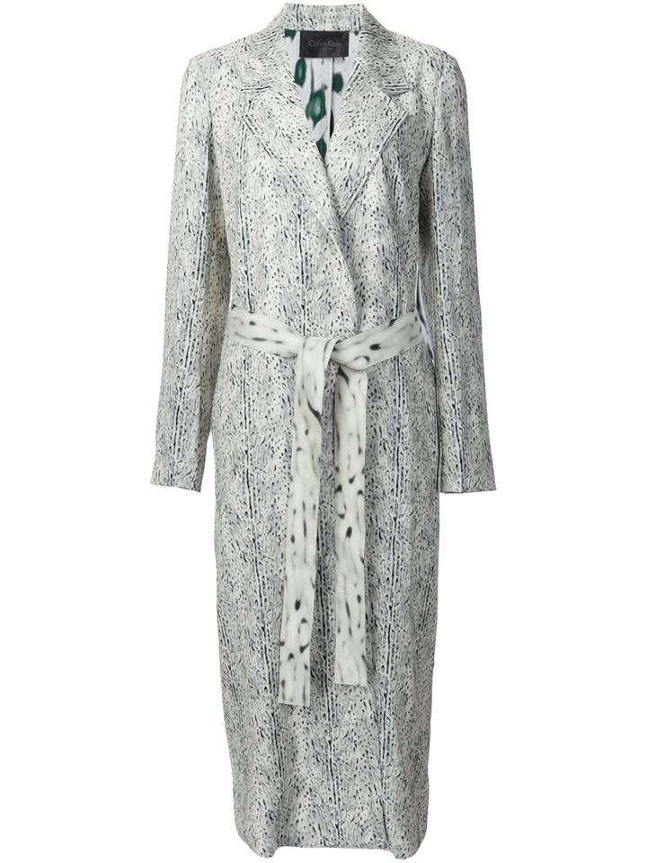 Calvin Klein Collection Printed Belted Mid-length Coat