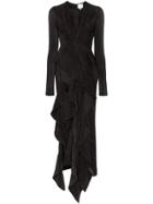 Galvan Taja Pleated Asymmetric Dress - Black